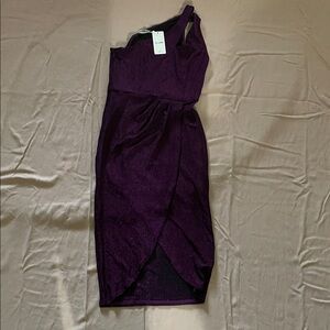 Simplee Apparel One-Shoulder Dress in Rich Purple